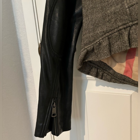 Burberry Brit Wool and Leather Biker Jacket, Size US 4 - Picture 7 of 11